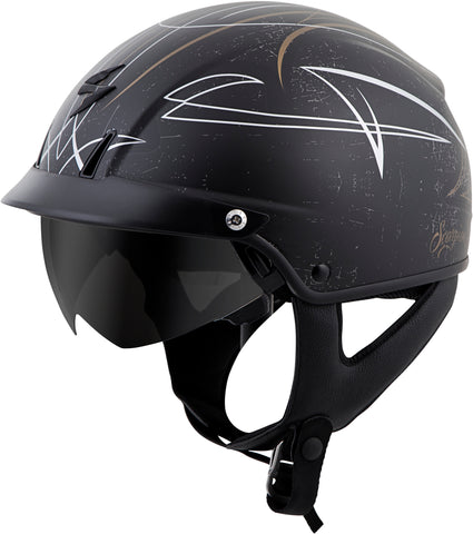 Exo C110 Open Face Helmet Pinstripe Black/Gold Lg