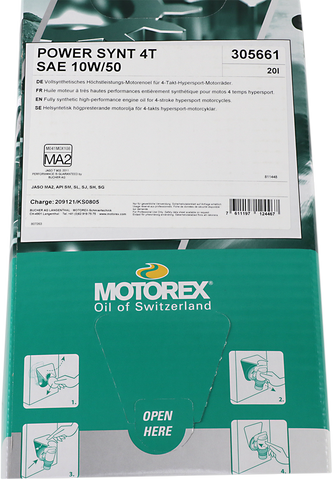 MOTOREX Power Synt 4T Engine Oil - 10W-50 - 20 L Dispenser Box 196064