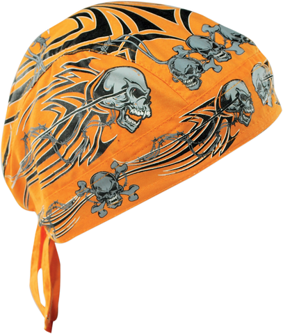 ZAN HEADGEAR Flydanna® Head Wrap - Orange Tribal Skull Z669