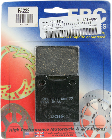 EBC Organic Brake Pads - RF 900 R - FA222 FA222